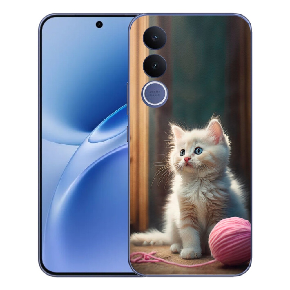 Gélový kryt mmCase na Vivo V70 FE - biele mačiatko 2