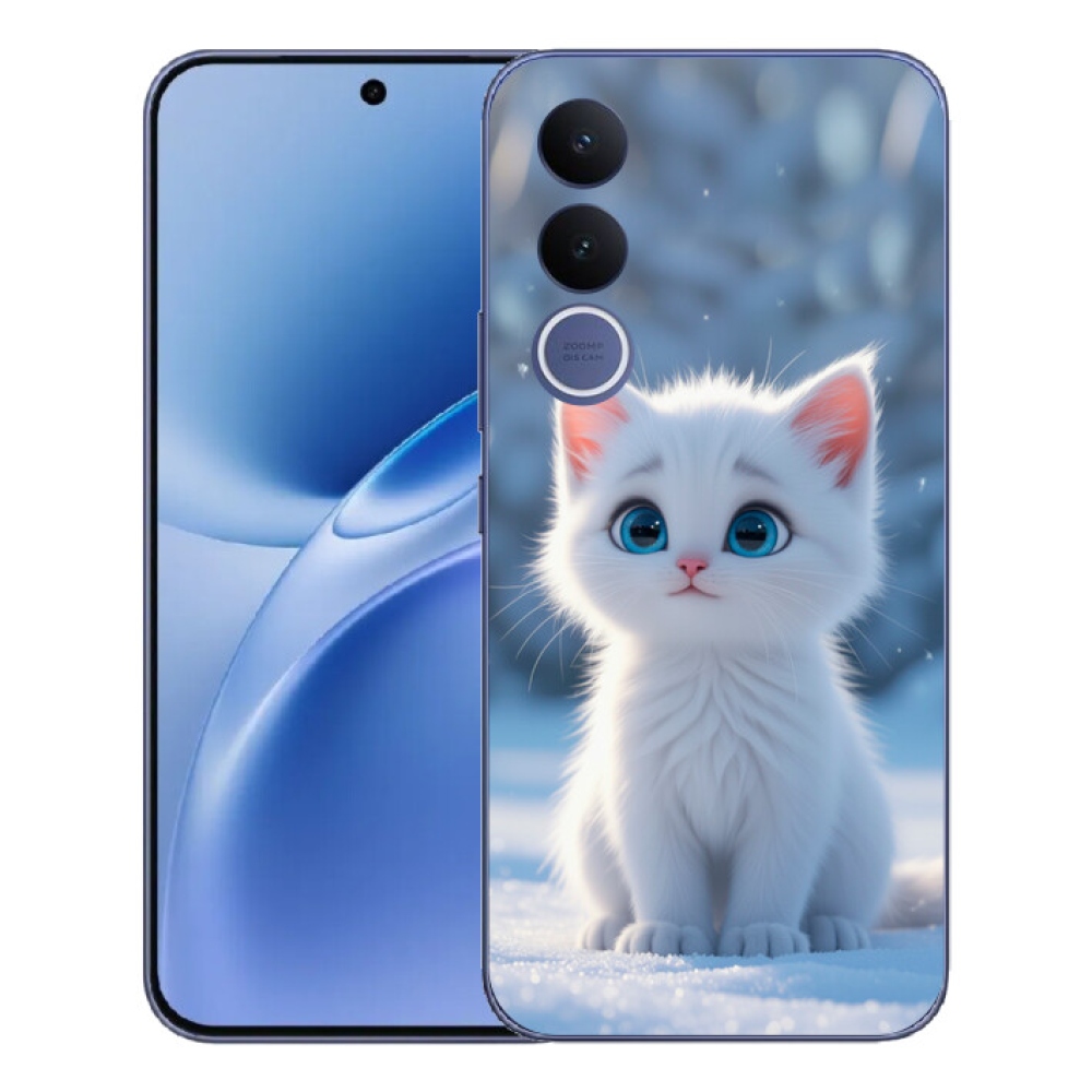 Gélový kryt mmCase na Vivo V70 FE - biele mačiatko 3