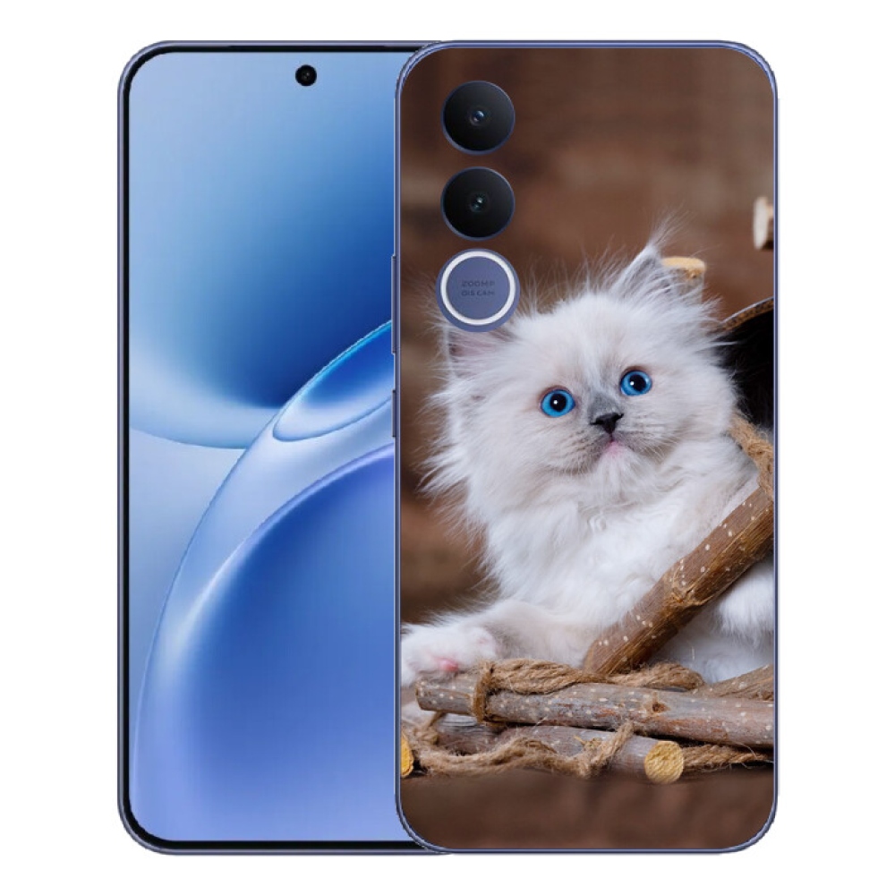 Gélový kryt mmCase na Vivo V70 FE - biele mačiatko
