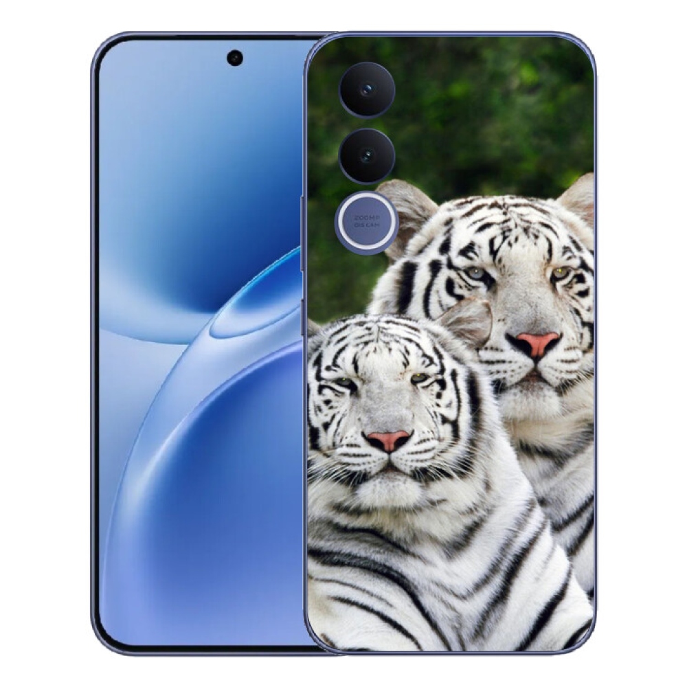 Gélový kryt mmCase na Vivo V70 FE - bieli tigre