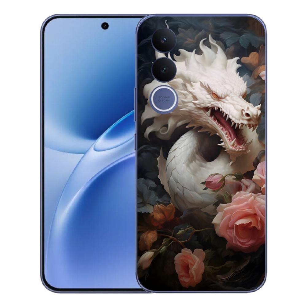 Gélový kryt mmCase na Vivo V70 FE - biely drak