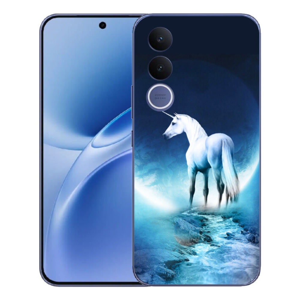 Gélový kryt mmCase na Vivo V70 FE - biely jednorožec
