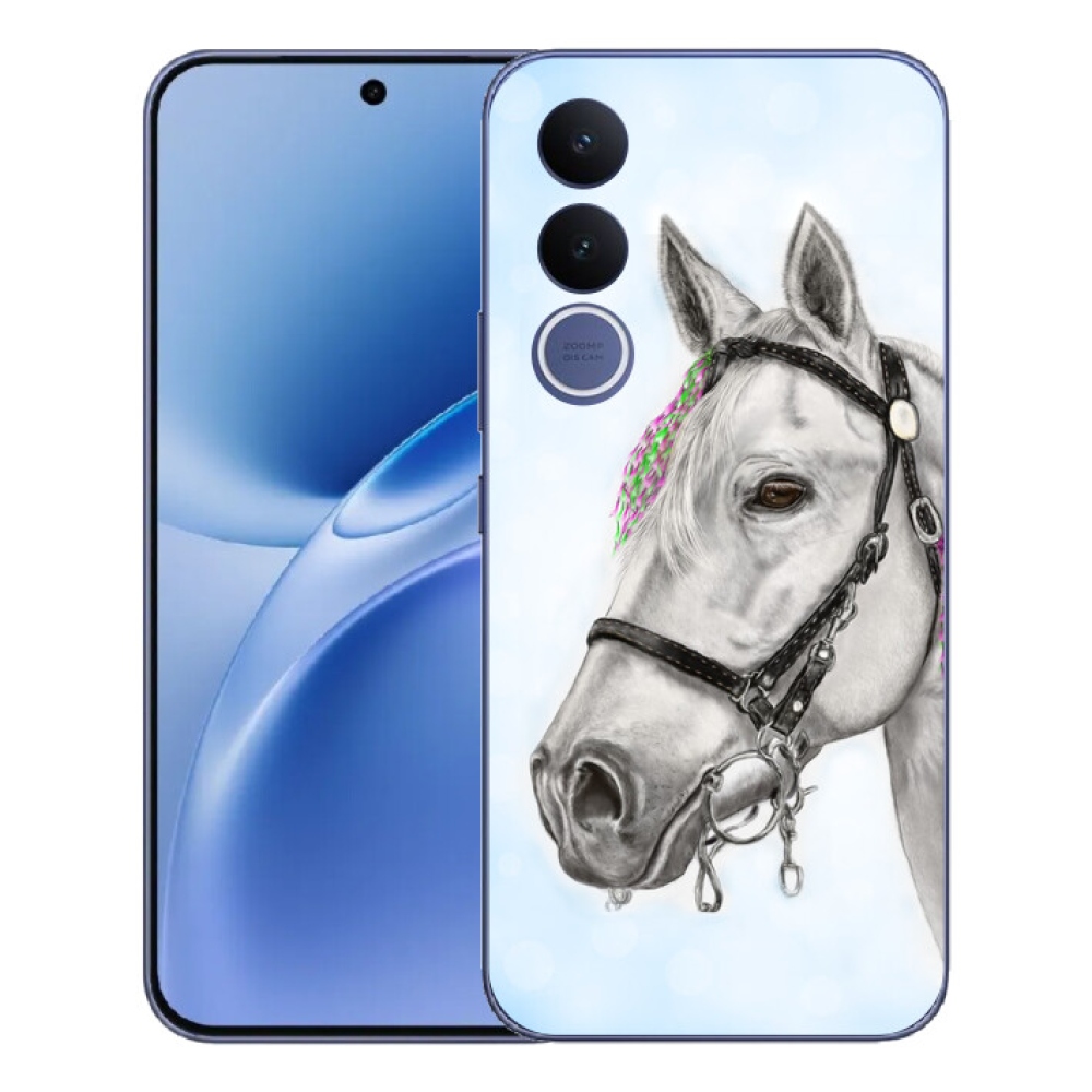 Gélový kryt mmCase na Vivo V70 FE - biely kôň 1