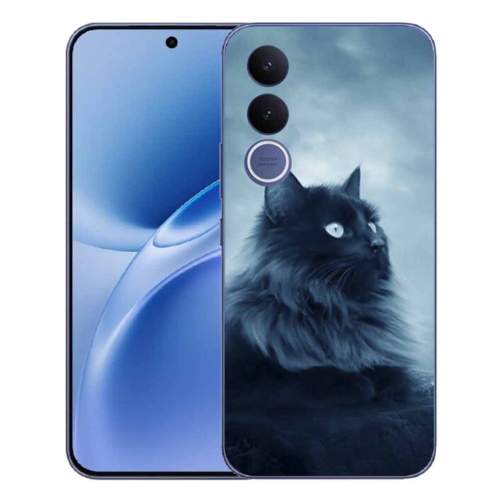 Gélový kryt mmCase na Vivo V70 FE - čierna mačka 1