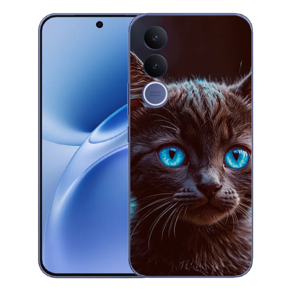 Gélový kryt mmCase na Vivo V70 FE - čierne mačiatko 2
