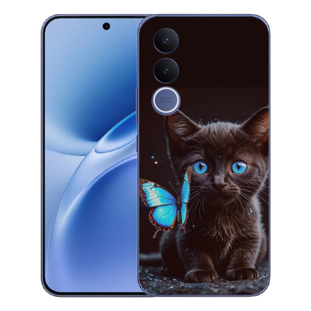Gélový kryt mmCase na Vivo V70 FE - čierne mačiatko 3