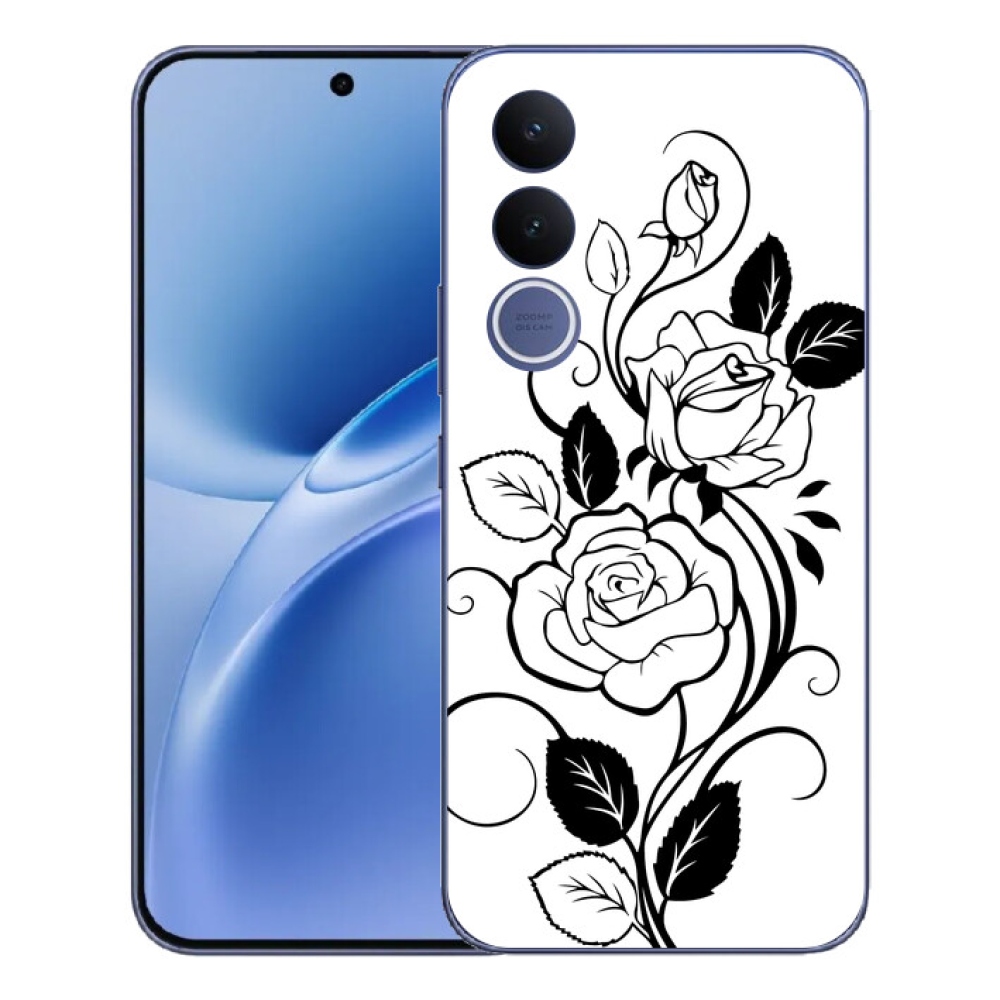 Gélový kryt mmCase na Vivo V70 FE - čiernobiela ruža