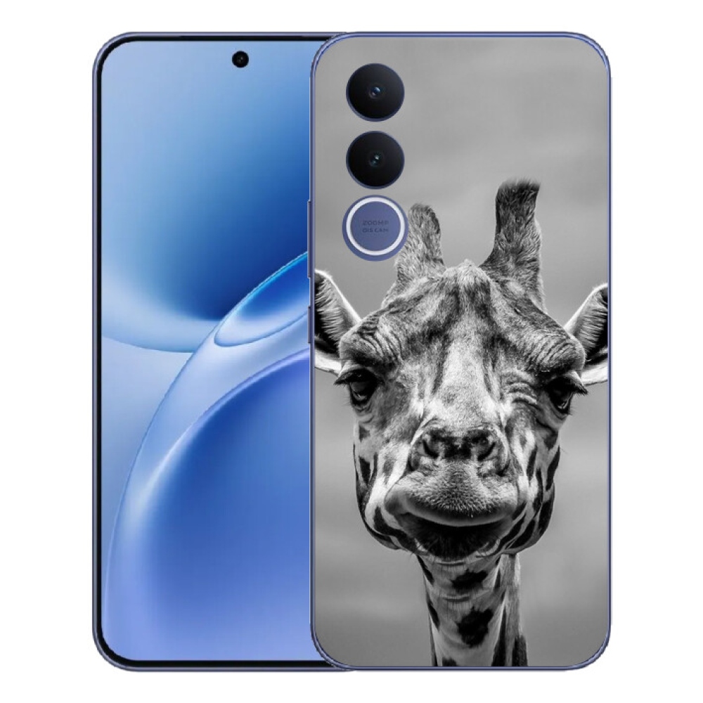 Gélový kryt mmCase na Vivo V70 FE - čiernobiela žirafa