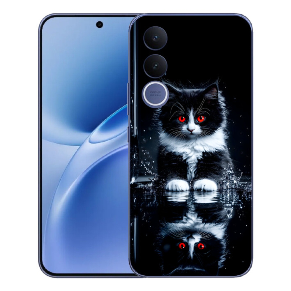 Gélový kryt mmCase na Vivo V70 FE - čiernobiele mačiatko