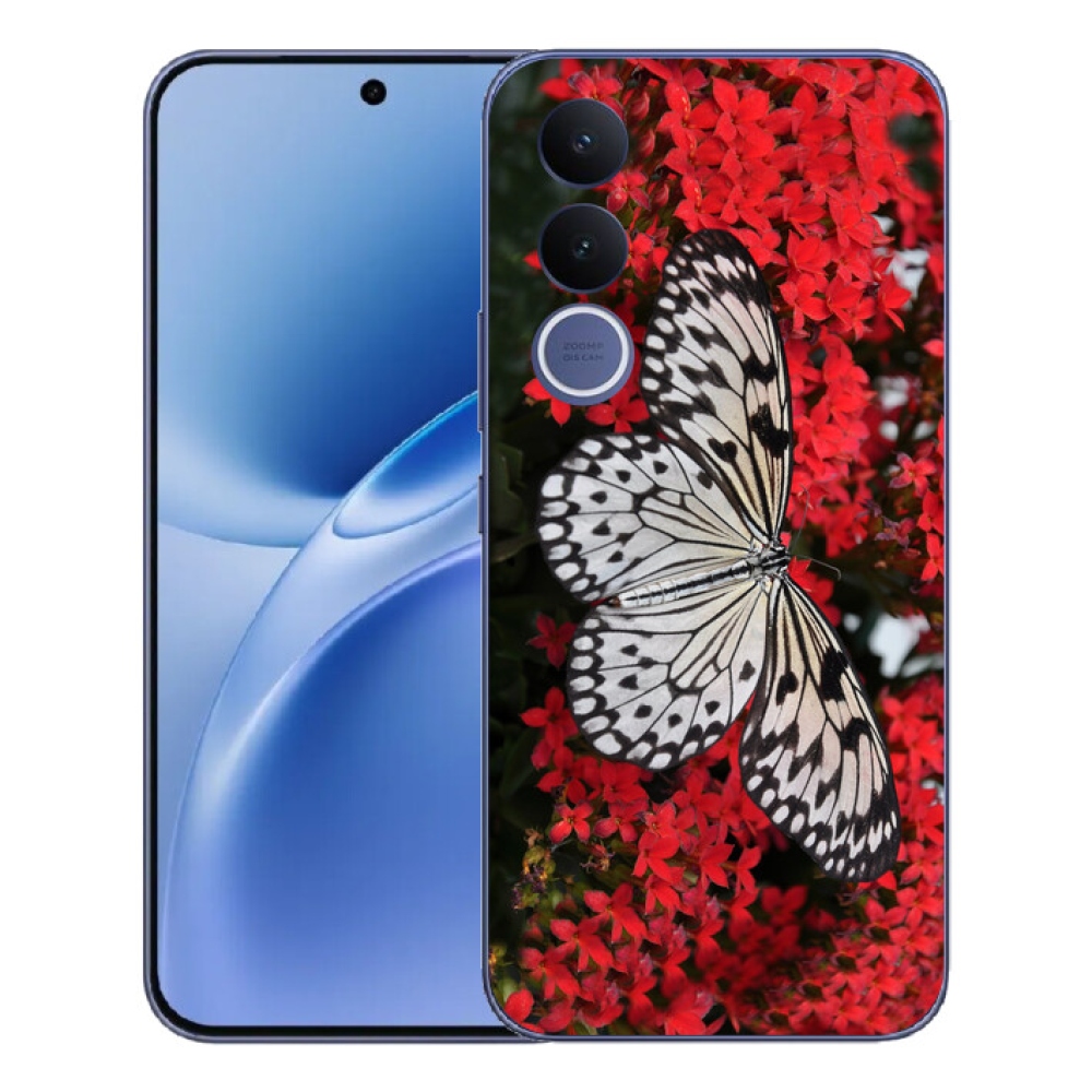 Gélový kryt mmCase na Vivo V70 FE - čiernobiely motýľ 1