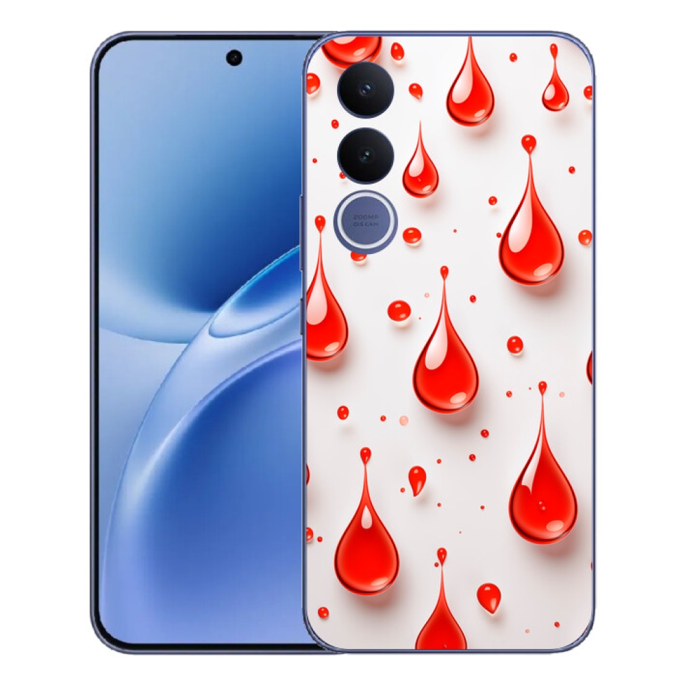 Gélový kryt mmCase na Vivo V70 FE - červené kvapky