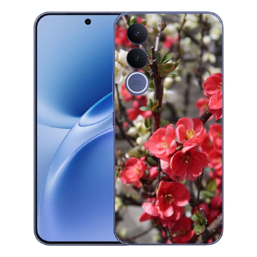 Gélový kryt mmCase na Vivo V70 FE - červené kvety