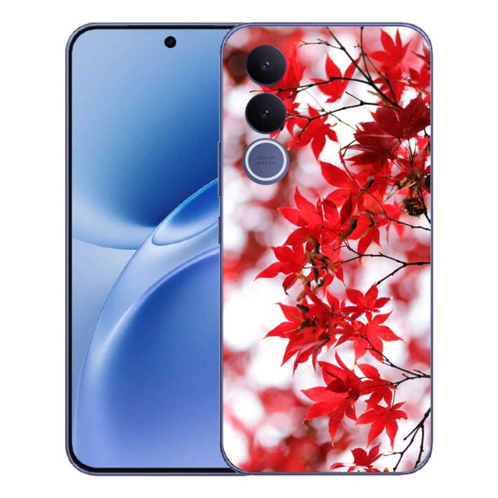 Gélový kryt mmCase na Vivo V70 FE - červené listy