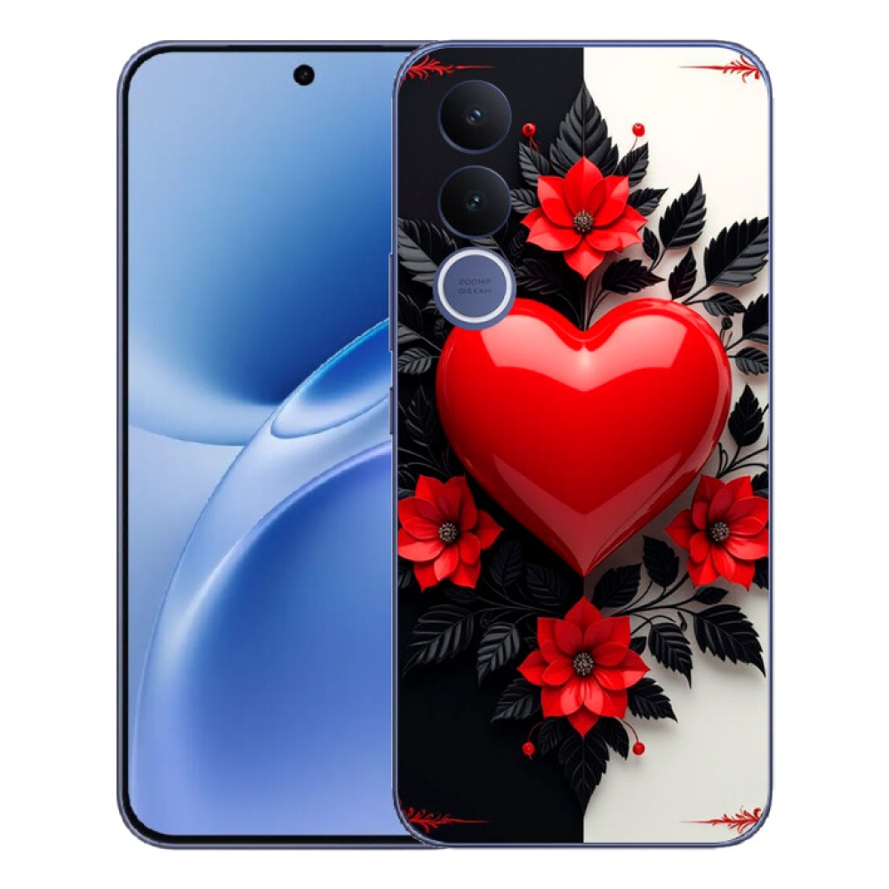 Gélový kryt mmCase na Vivo V70 FE - červené srdce