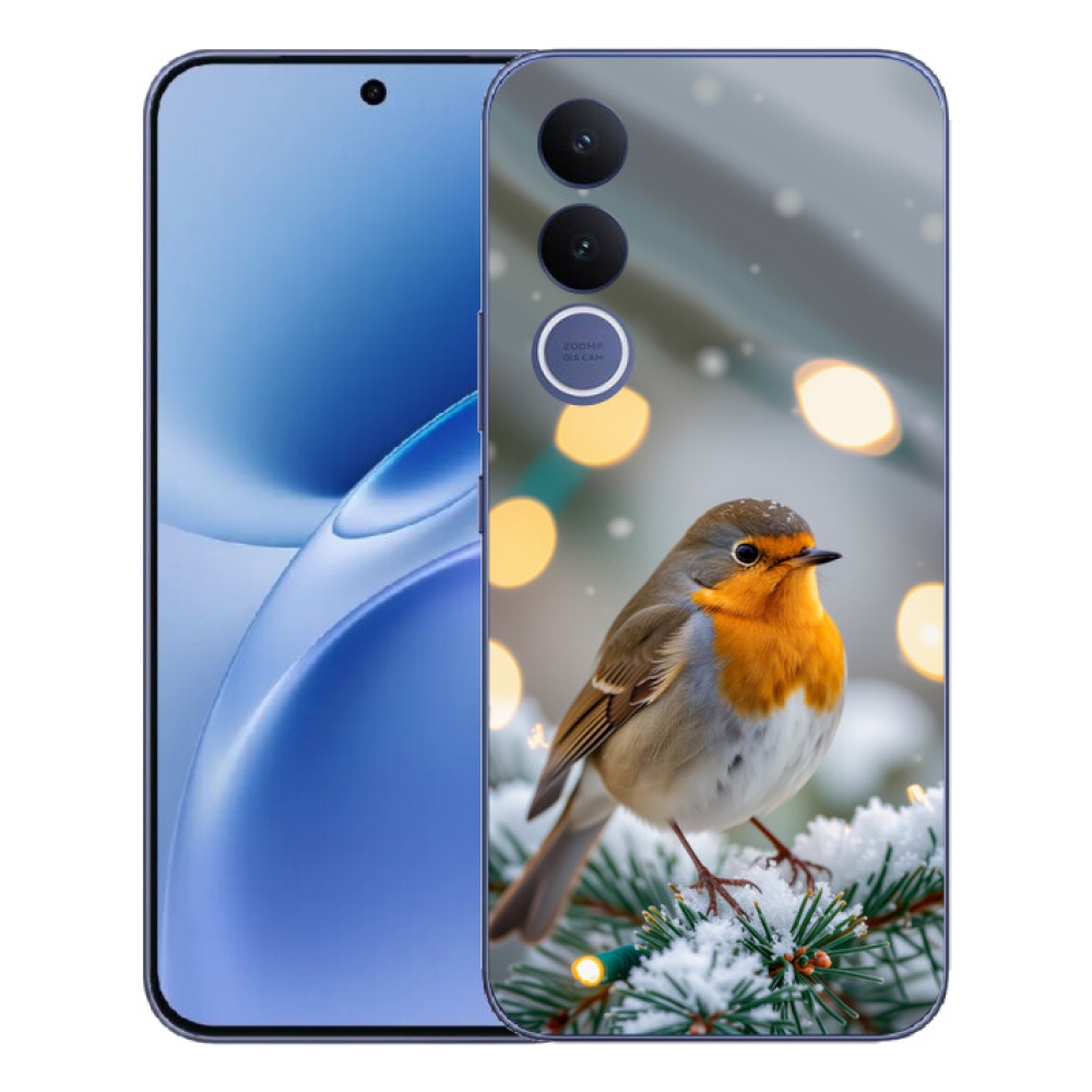 Gélový kryt mmCase na Vivo V70 FE - červienka v zime