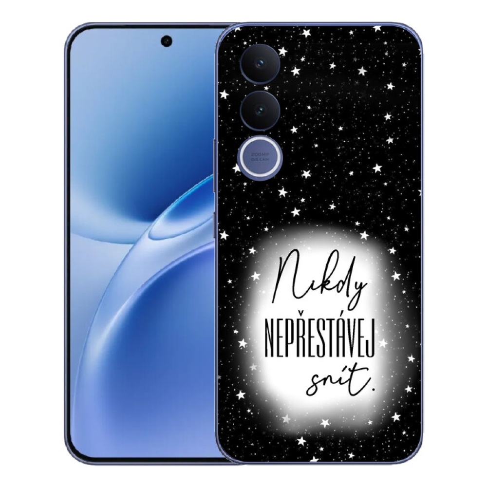 Gélový kryt mmCase na Vivo V70 FE - citát 1 bieločierne pozadie