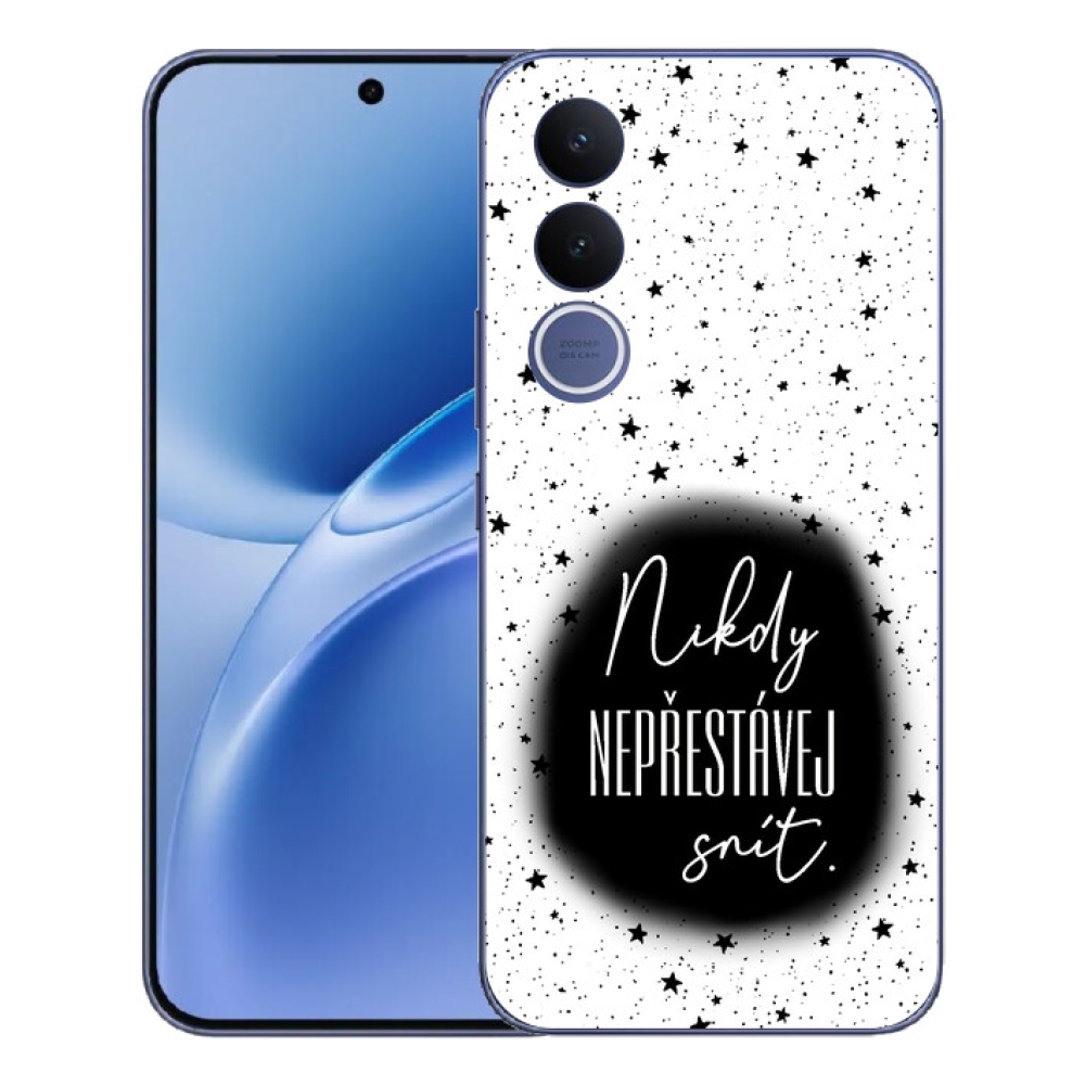 Gélový kryt mmCase na Vivo V70 FE - citát 1 čiernobiele pozadie