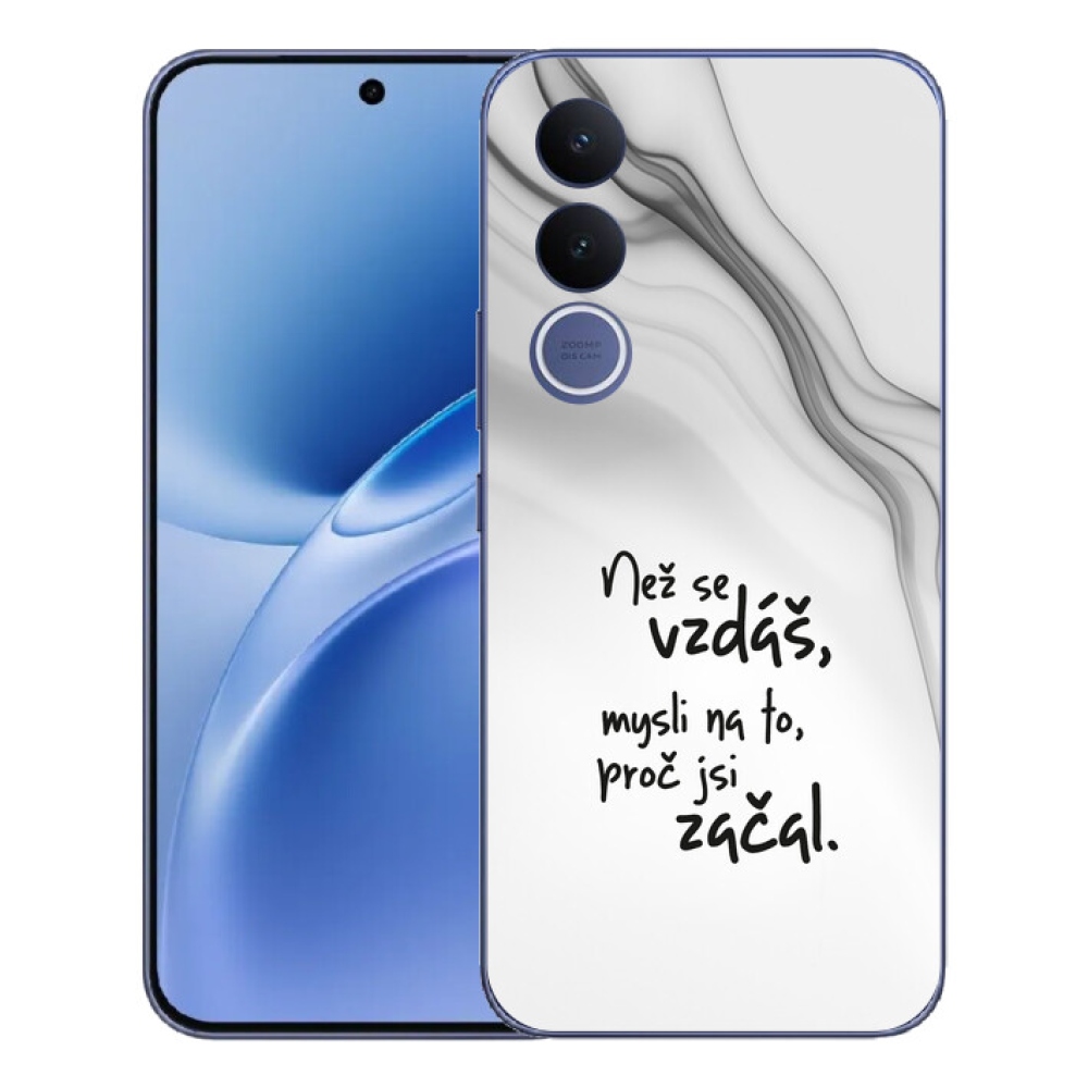Gélový kryt mmCase na Vivo V70 FE - citát 2 biele pozadie