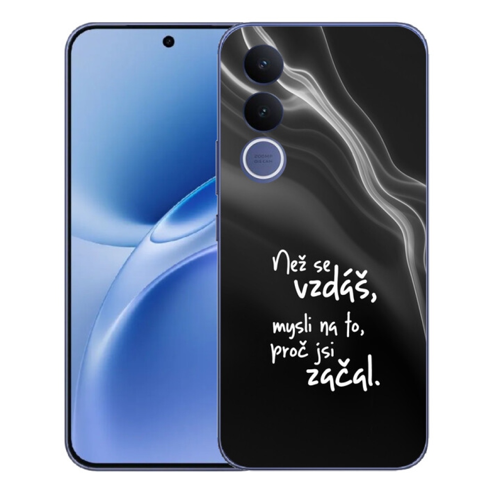 Gélový kryt mmCase na Vivo V70 FE - citát 2 čierne pozadie