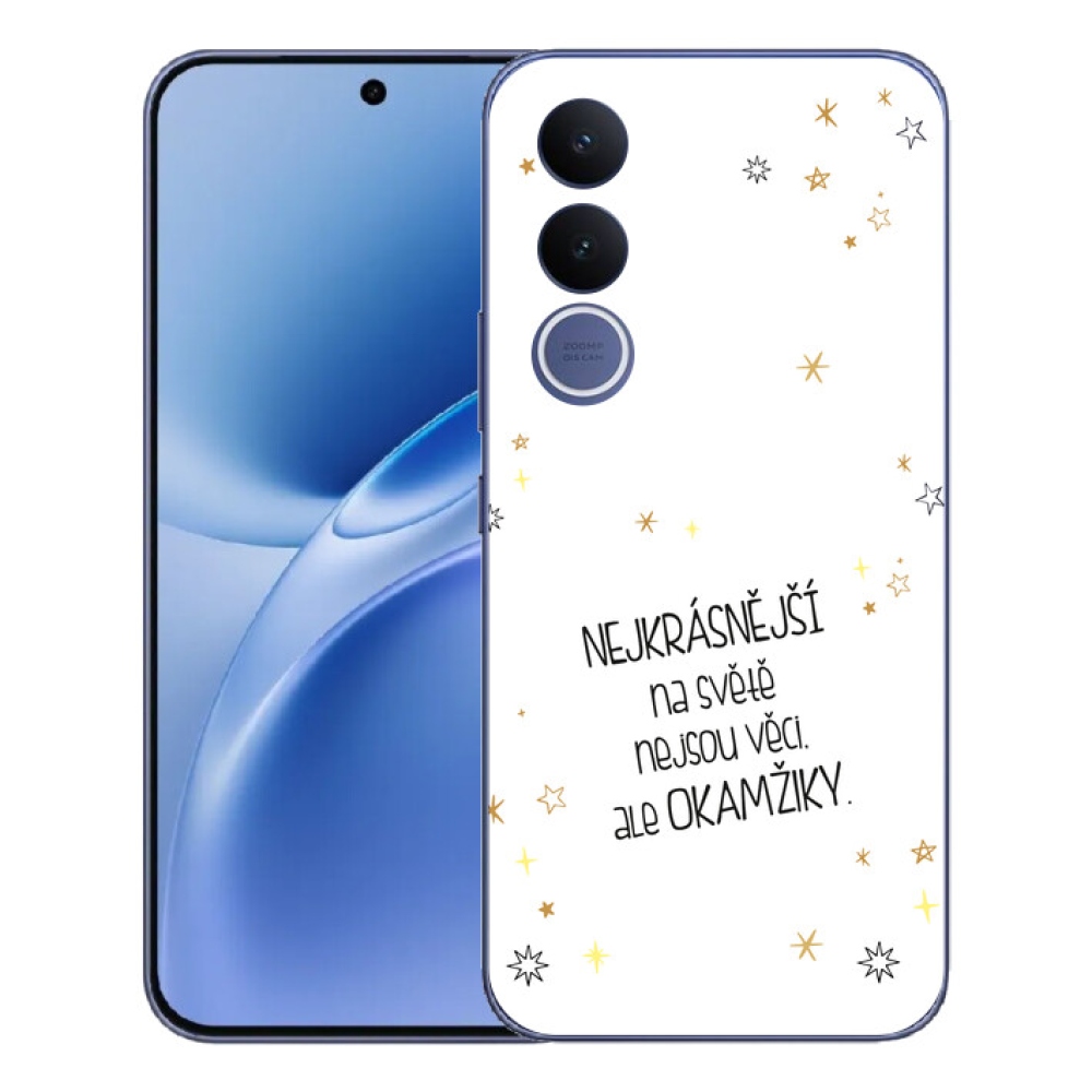 Gélový kryt mmCase na Vivo V70 FE - citát 4 biele pozadie