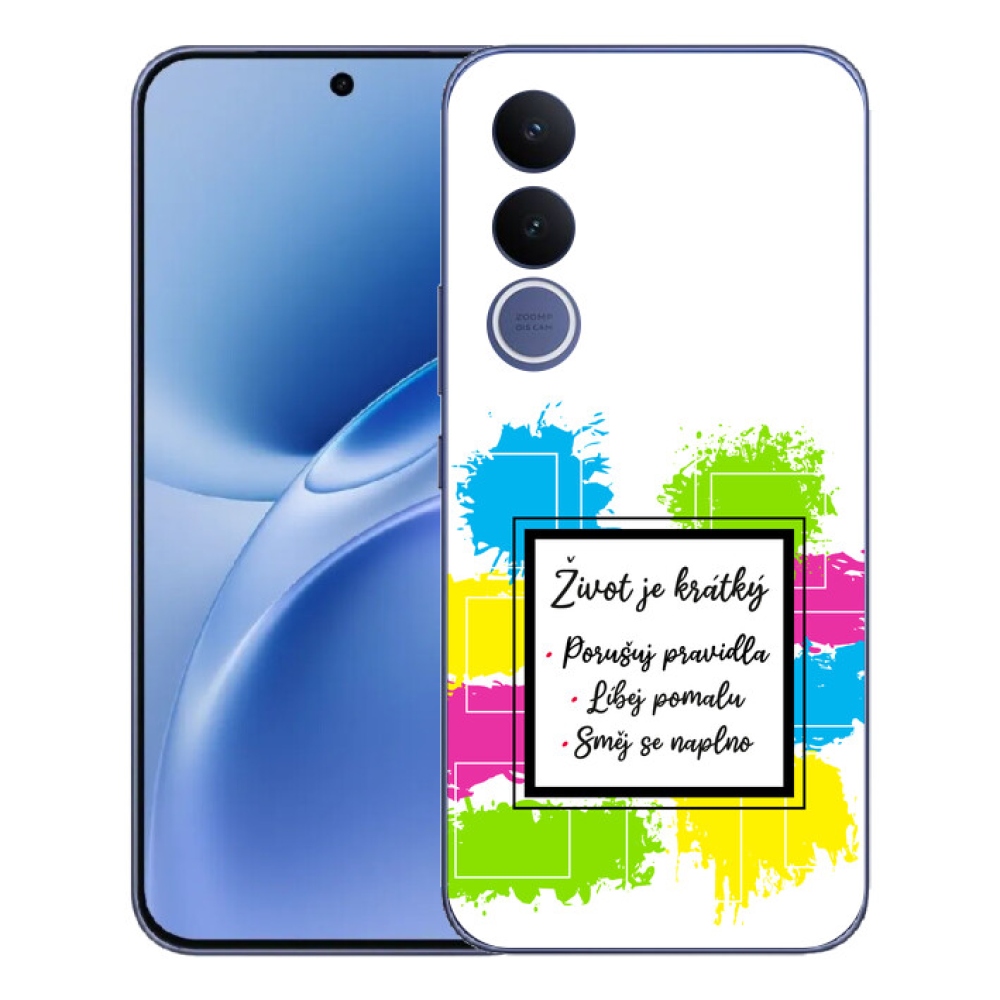 Gélový kryt mmCase na Vivo V70 FE - citát 5 biele pozadie