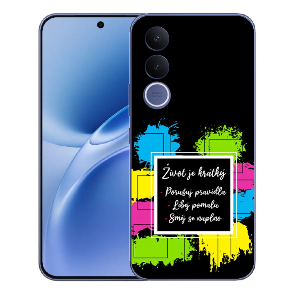 Gélový kryt mmCase na Vivo V70 FE - citát 5 čierne pozadie