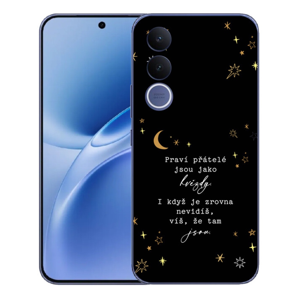 Gélový kryt mmCase na Vivo V70 FE - citát 6 čierne pozadie