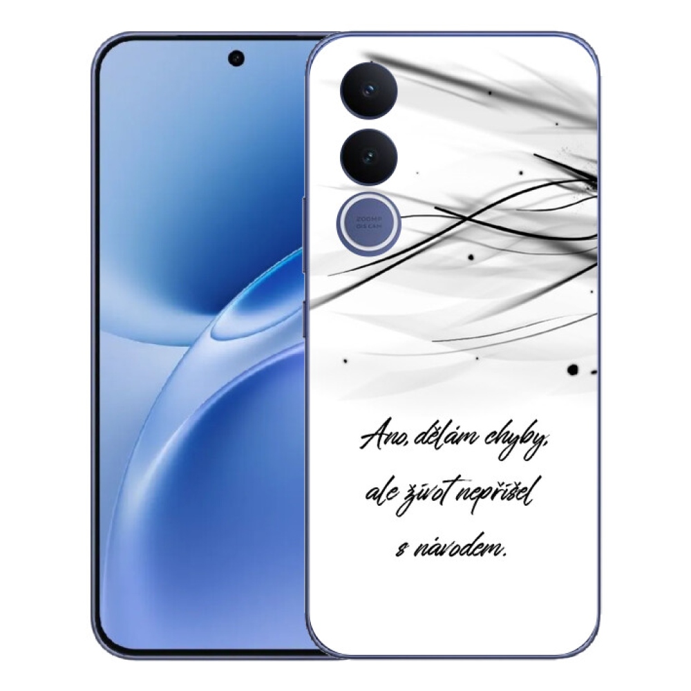 Gélový kryt mmCase na Vivo V70 FE - citát biele pozadie