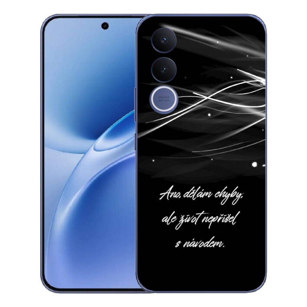 Gélový kryt mmCase na Vivo V70 FE - citát čierne pozadie