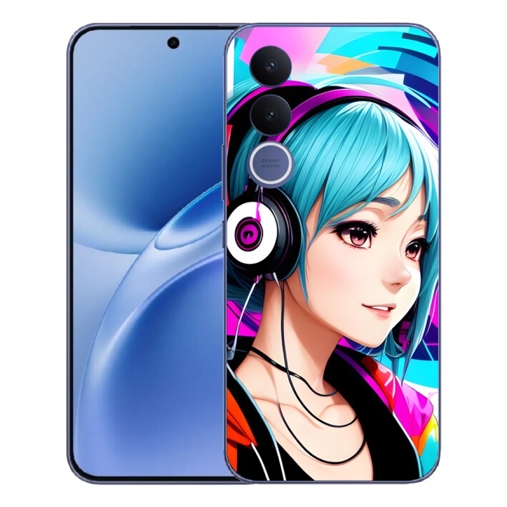 Gélový kryt mmCase na Vivo V70 FE - dievča so slúchadlami