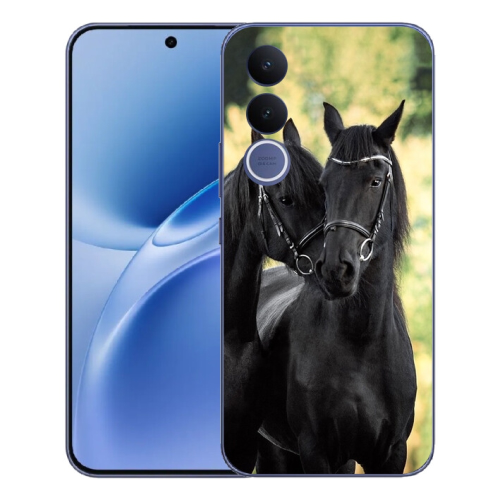 Gélový kryt mmCase na Vivo V70 FE - dva čierne kone