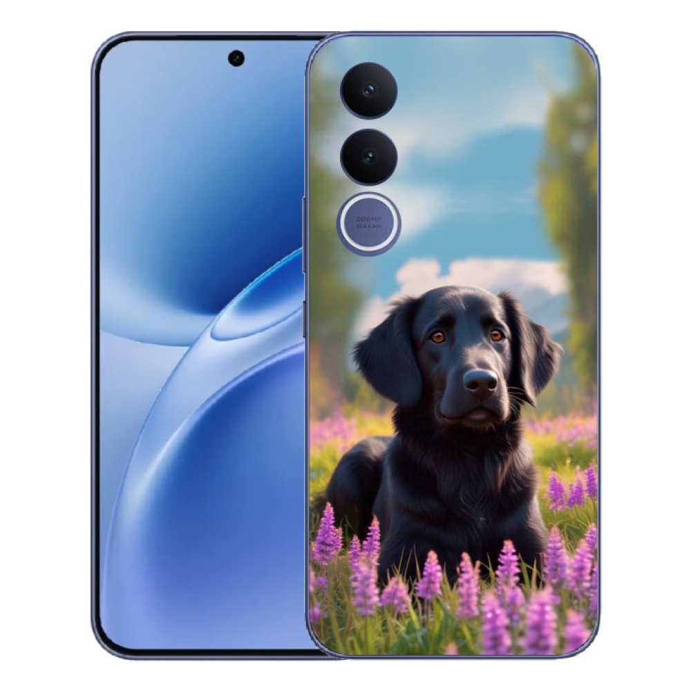 Gélový kryt mmCase na Vivo V70 FE - elegantný čierny retriever