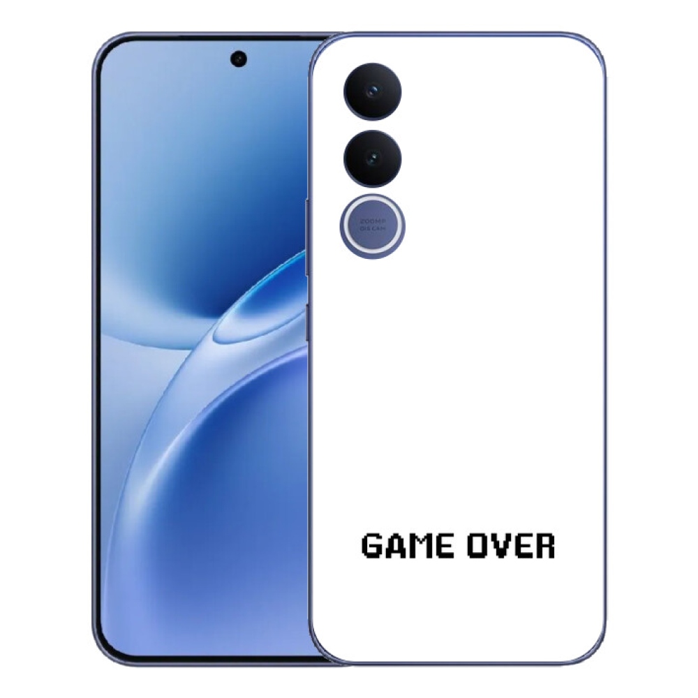Gélový kryt mmCase na Vivo V70 FE - game over biele pozadie