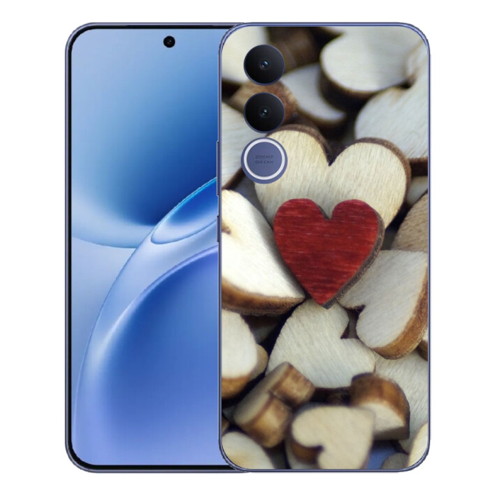 Gélový kryt mmCase na Vivo V70 FE - gravírované červené srdce