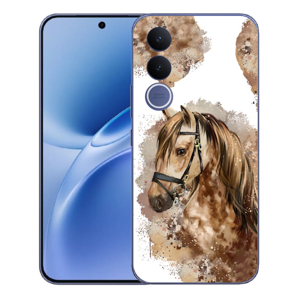 Gélový kryt mmCase na Vivo V70 FE - hnedý kreslený kôň