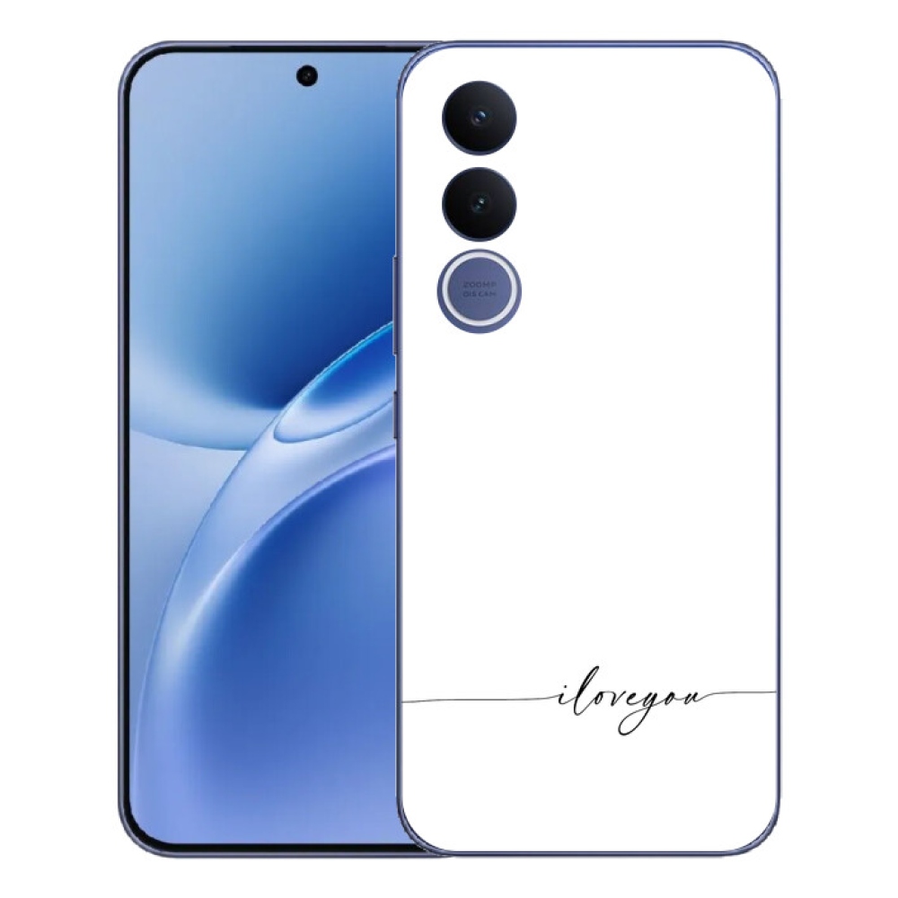 Gélový kryt mmCase na Vivo V70 FE - I love you biele pozadie