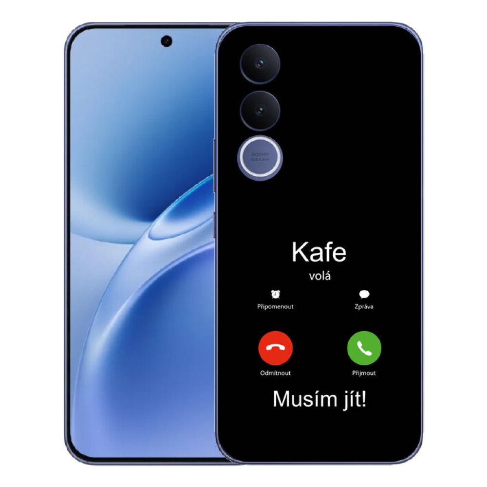 Gélový kryt mmCase na Vivo V70 FE - káva volá čierne pozadie