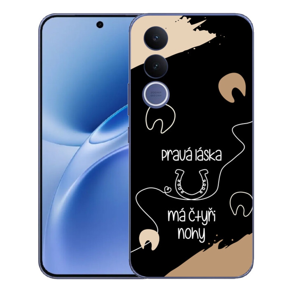 Gélový kryt mmCase na Vivo V70 FE - konský motív čierne pozadie