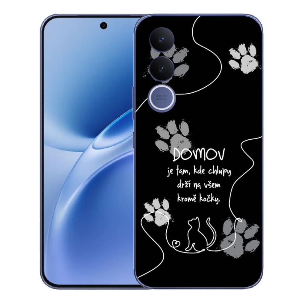 Gélový kryt mmCase na Vivo V70 FE - mačacie motív čierne pozadie