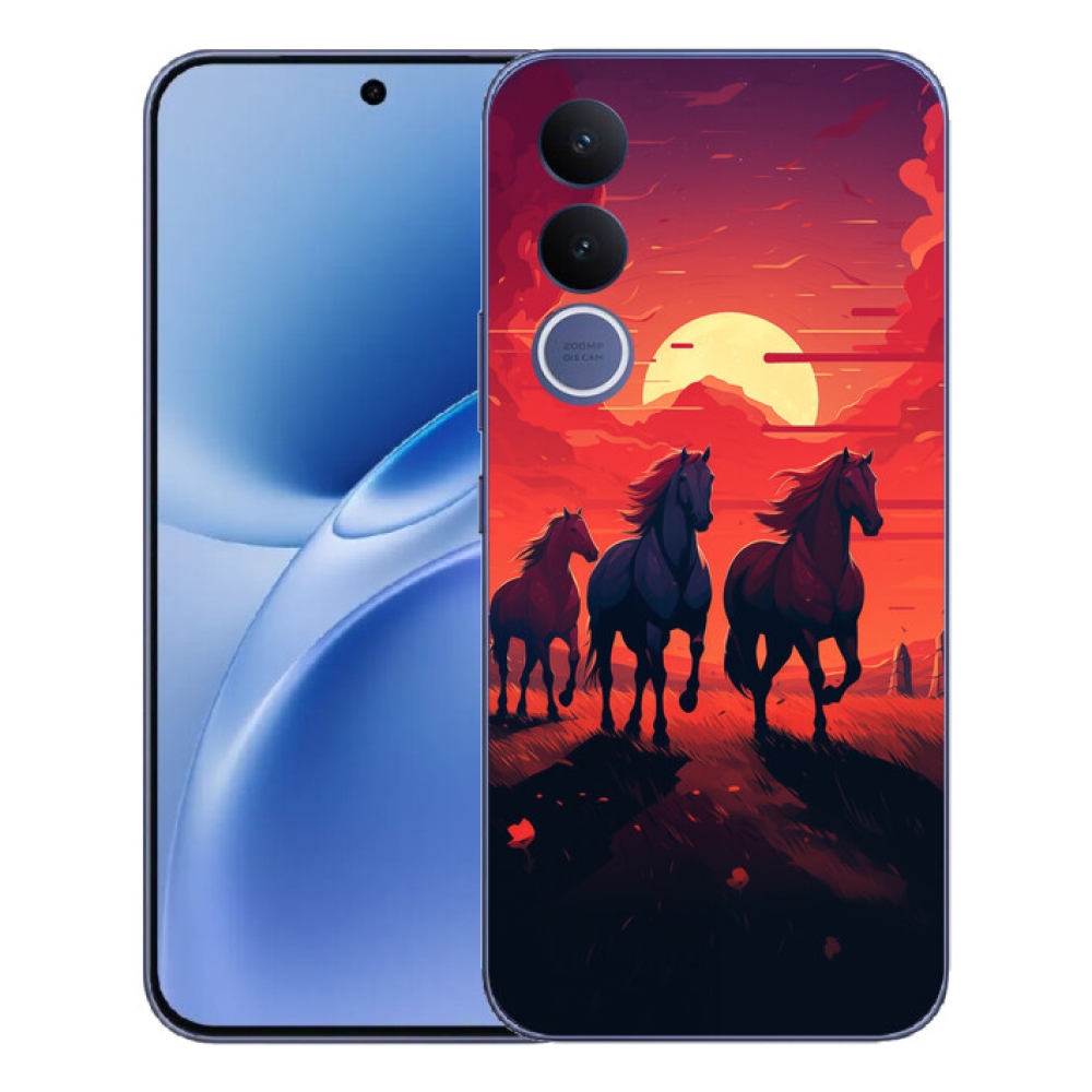Gélový kryt mmCase na Vivo V70 FE - kone a západ slnka