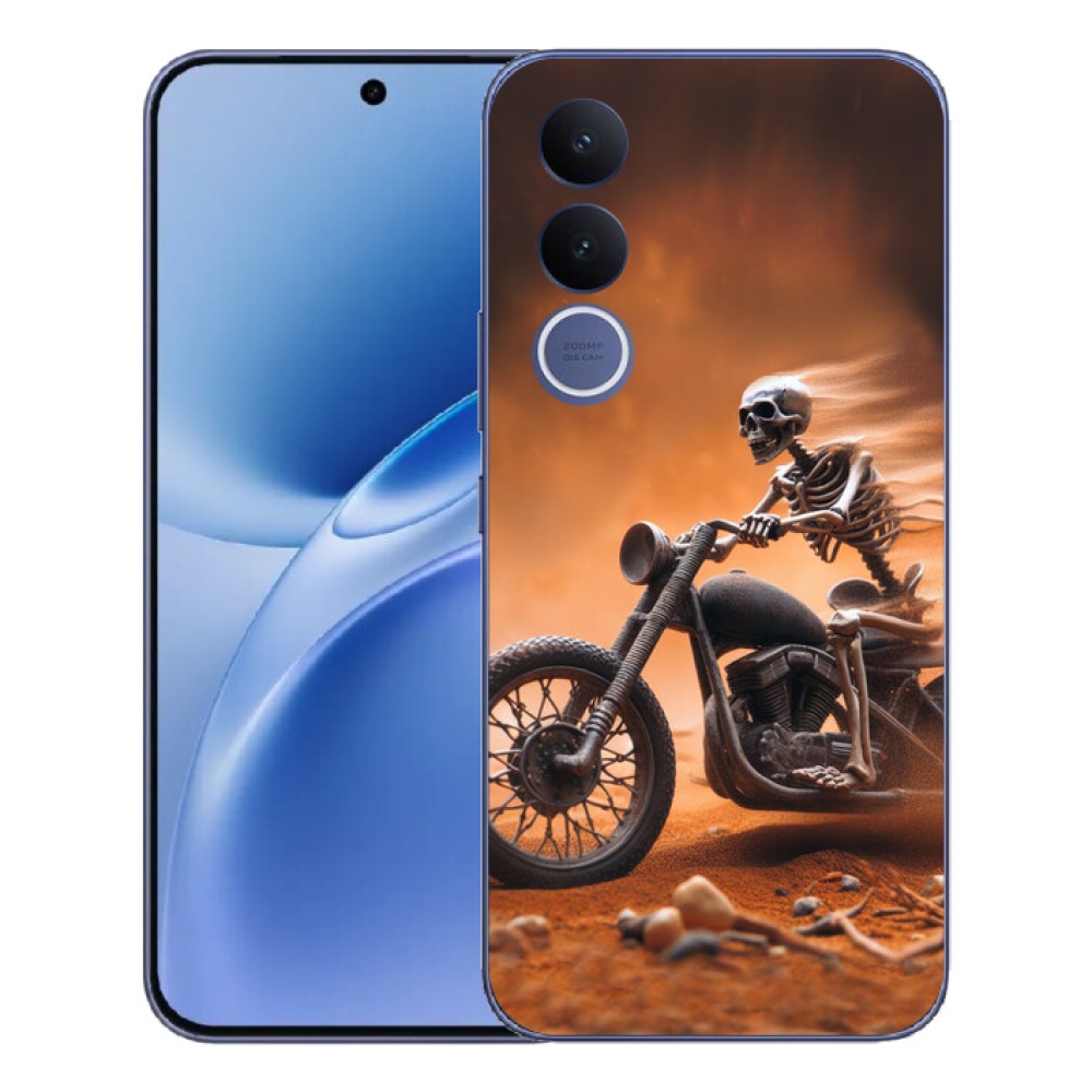 Gélový kryt mmCase na Vivo V70 FE - kostra na motorke