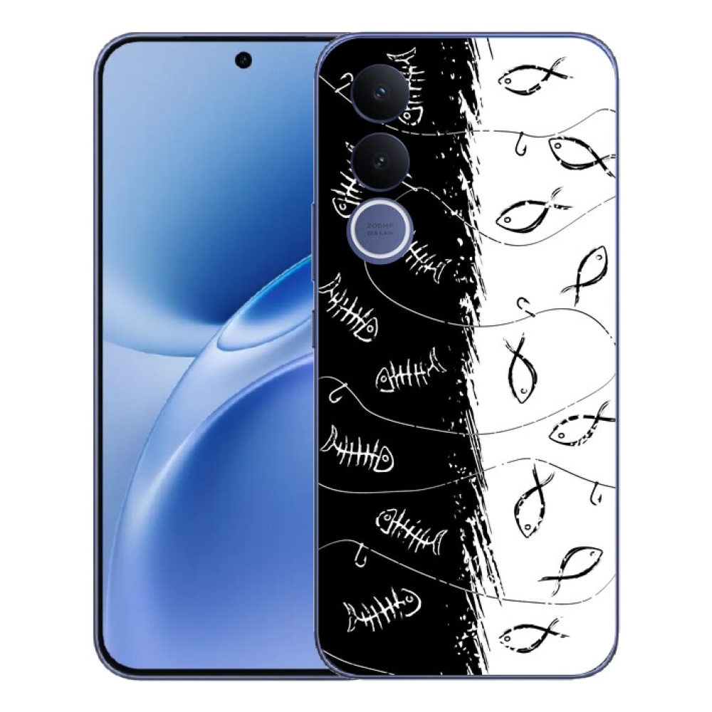Gélový kryt mmCase na Vivo V70 FE - kostry a rybky