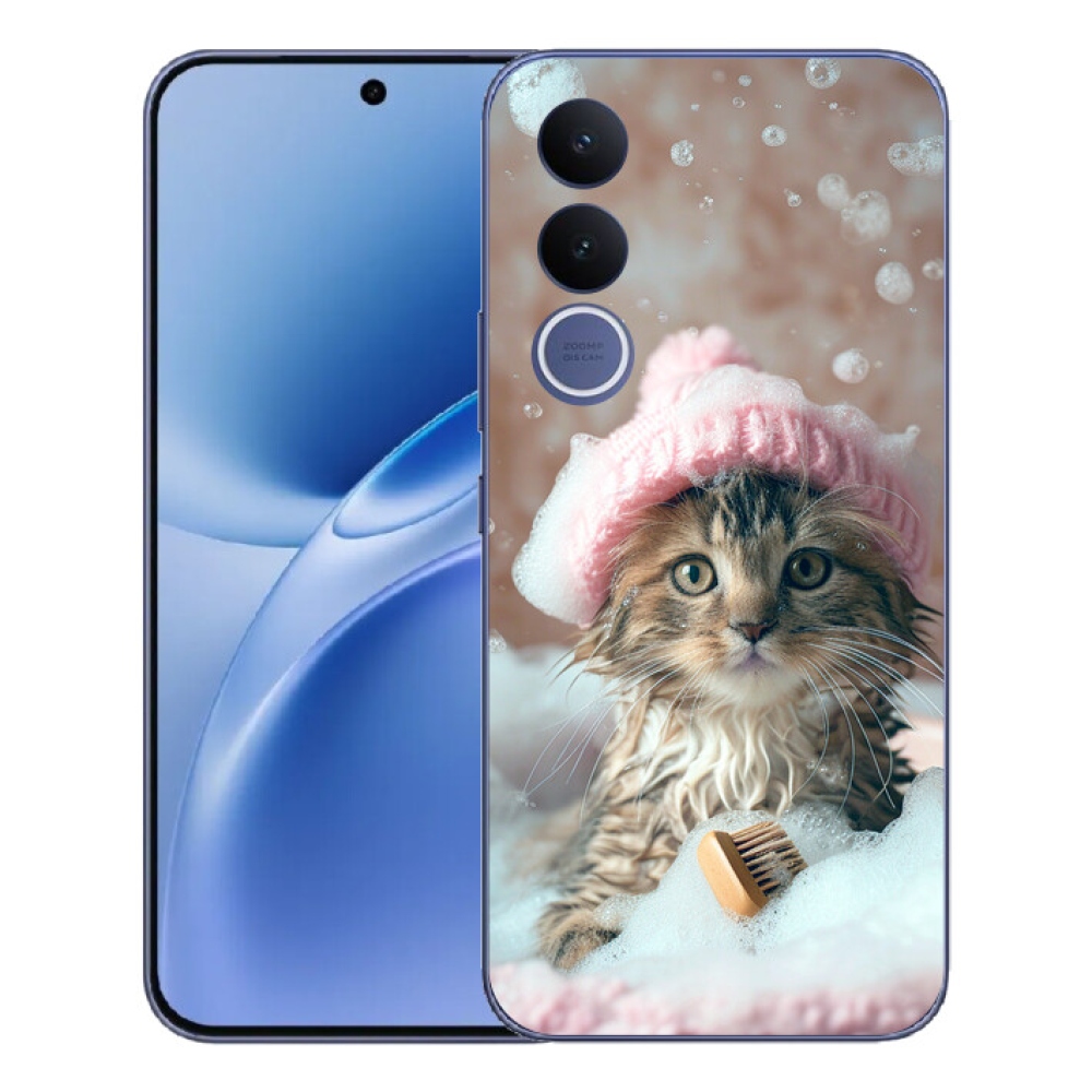 Gélový kryt mmCase na Vivo V70 FE - mačiatko a kúpeľ