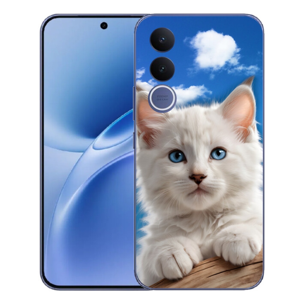 Gélový kryt mmCase na Vivo V70 FE - mačiatko a oblaky