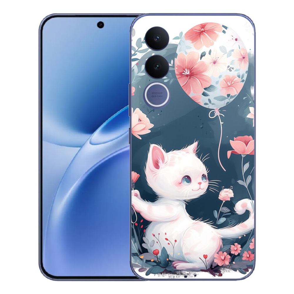 Gélový kryt mmCase na Vivo V70 FE - mačiatko s balónikom
