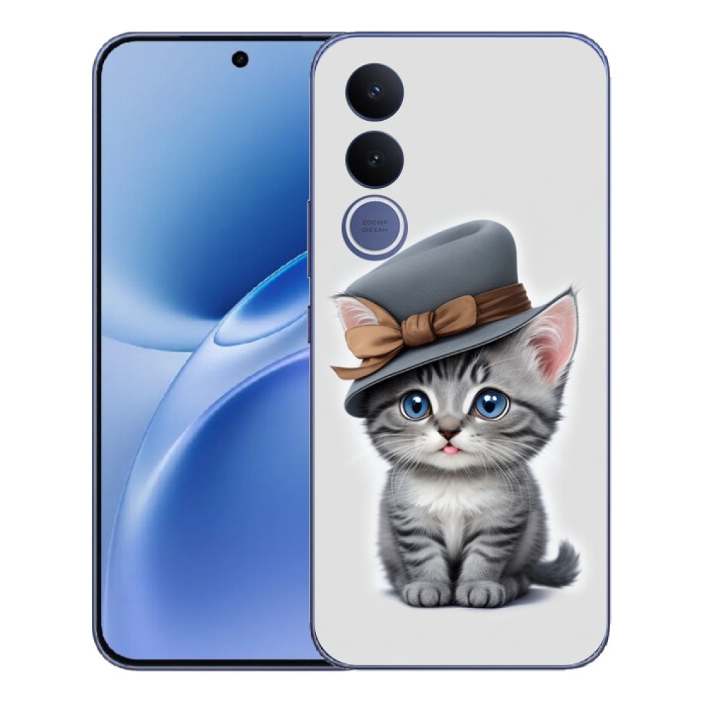 Gélový kryt mmCase na Vivo V70 FE - mačiatko s klobúkom