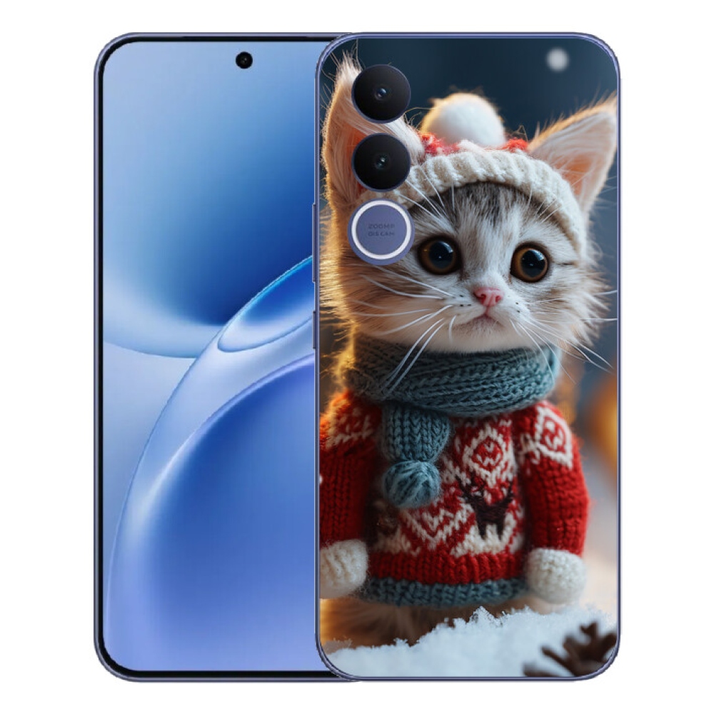 Gélový kryt mmCase na Vivo V70 FE - mačiatko vo svetri