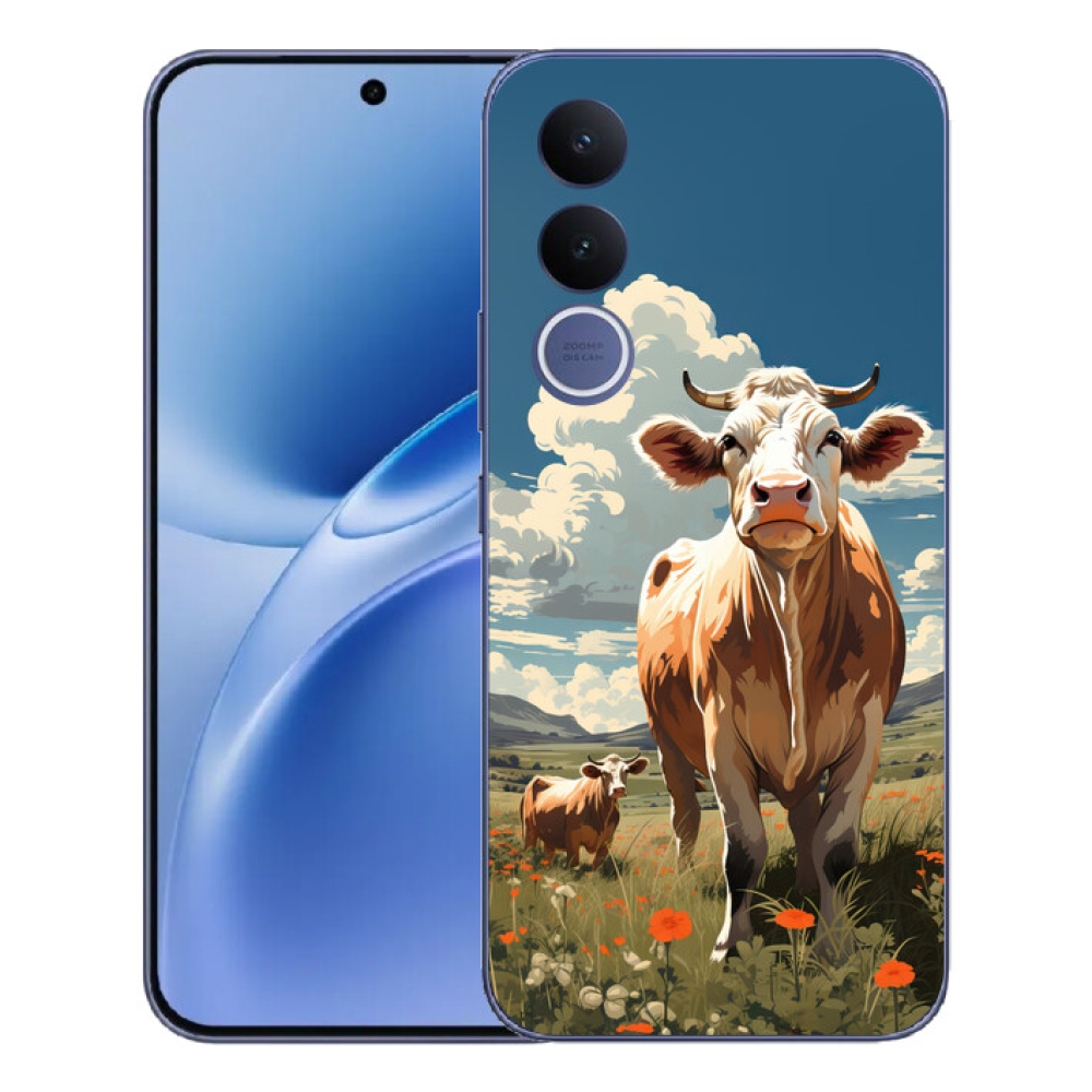 Gélový kryt mmCase na Vivo V70 FE - kravy na lúke