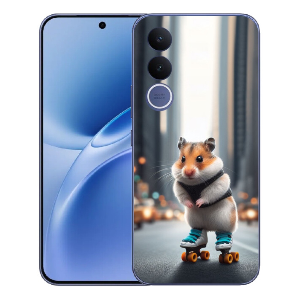 Gélový kryt mmCase na Vivo V70 FE - škrečok na korčuliach