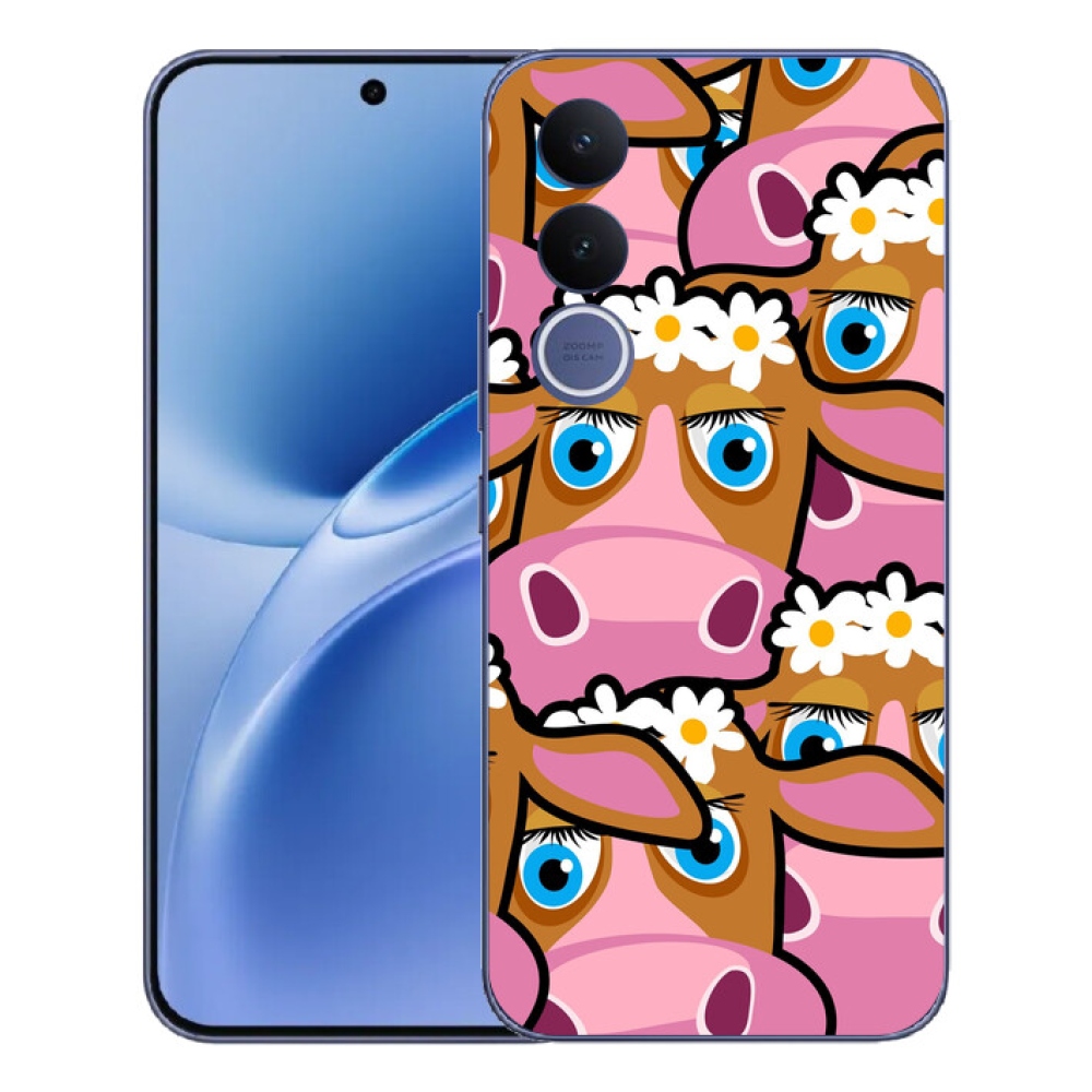 Gélový kryt mmCase na Vivo V70 FE - kreslené kravičky